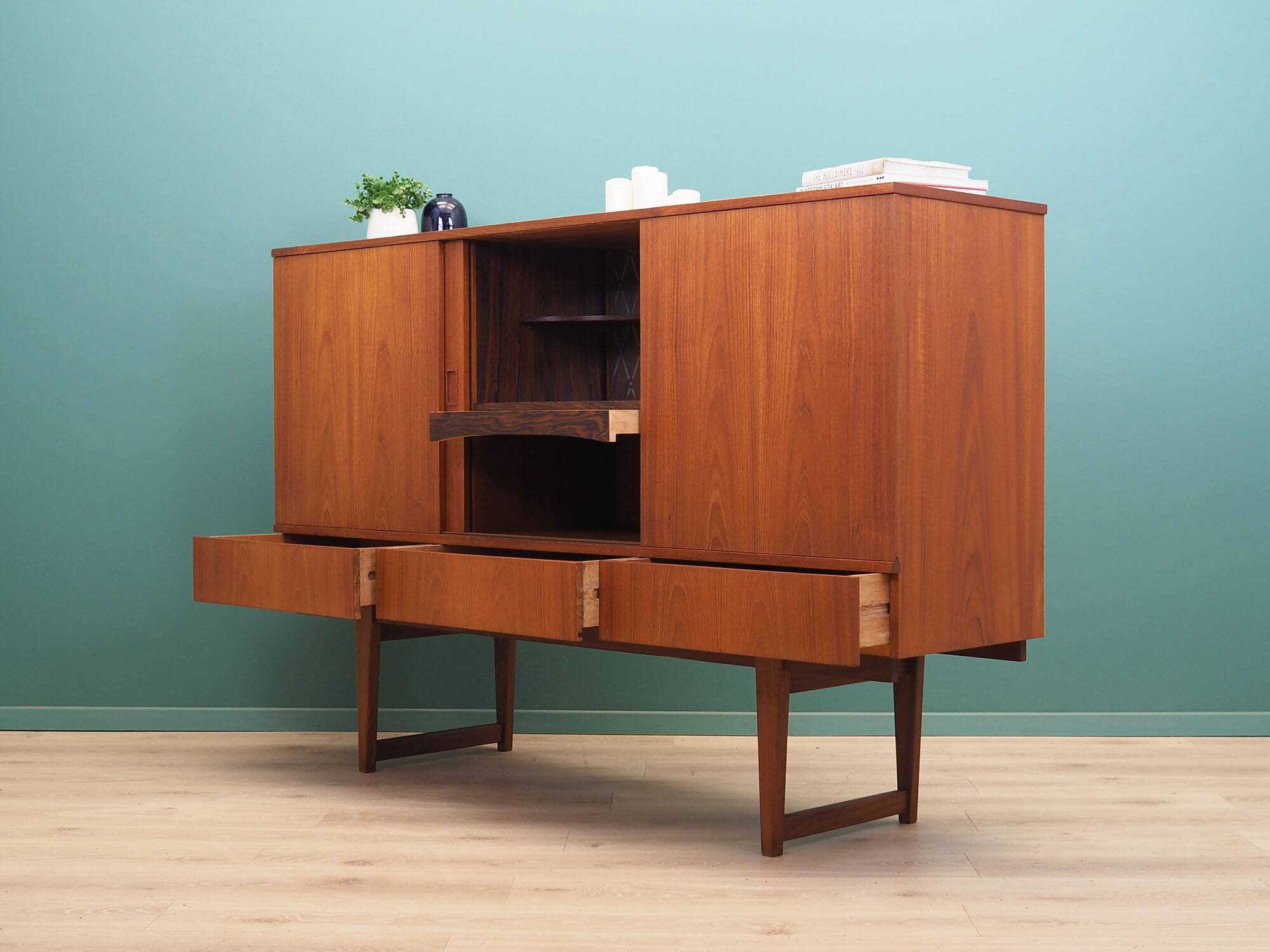 Teak highboard, Danish design, 1960s, production: Denmark