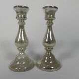 Set of 2 mercury candlesticks, circa 1900 (poor man's silver)