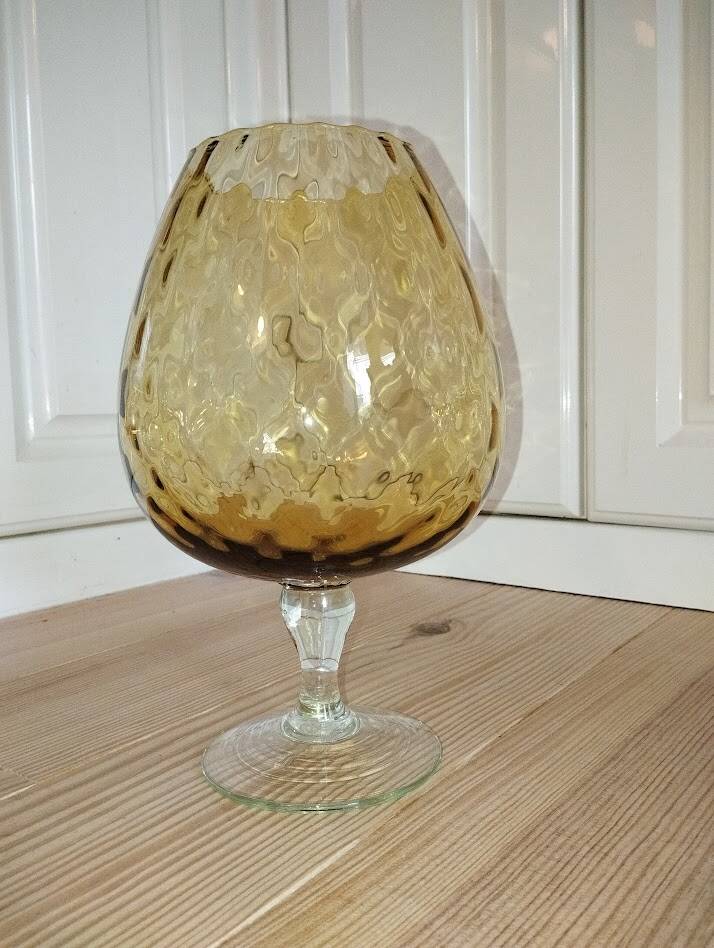 Empoli vase in amber blown glass – Italy, 1960s