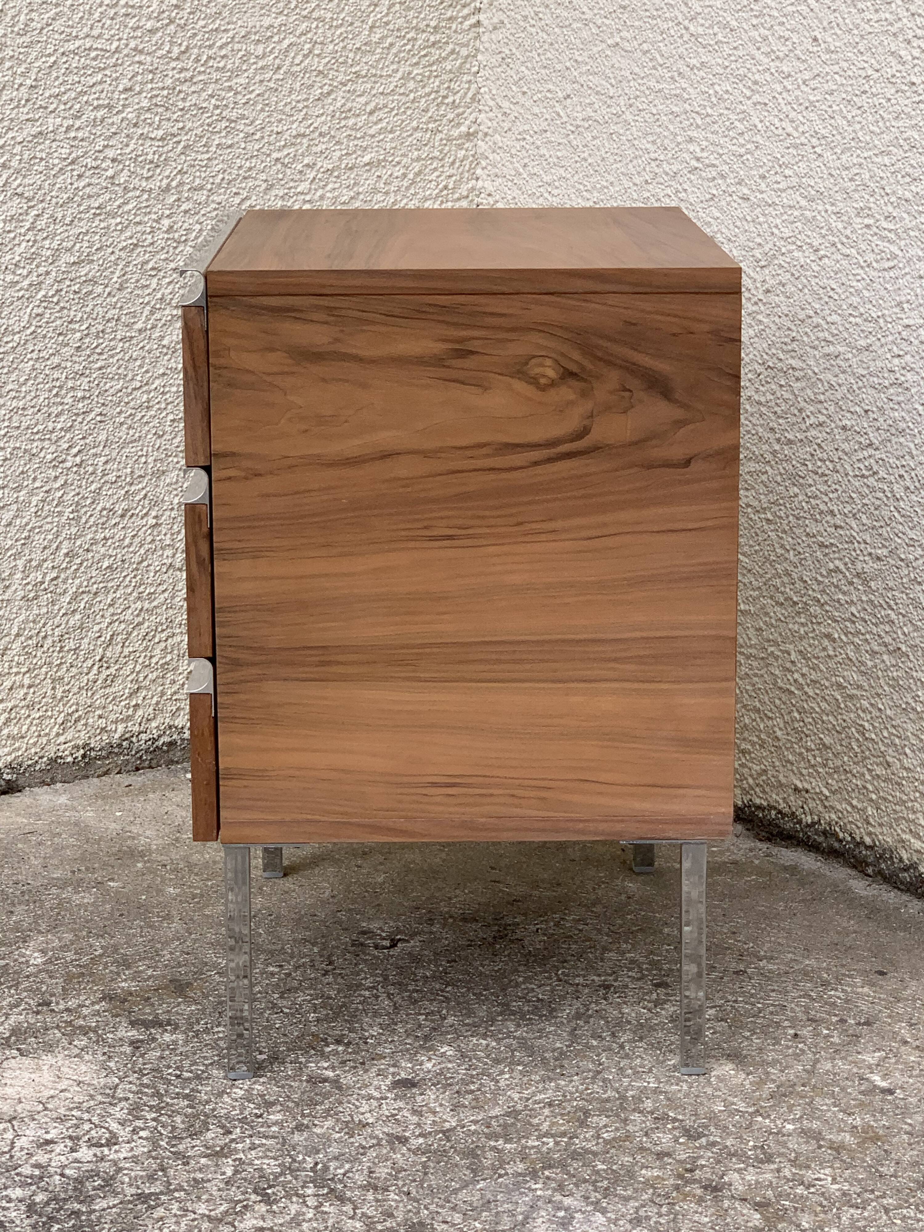 Vintage rosewood chest of drawers aluminum and chrome 1960