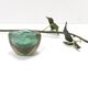 Green Gold Flecked Sommerso Glass Bonbonnière / Trinket Bowl by Venini, Ita