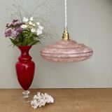 Vintage pink clichy glass lampshade pendant light