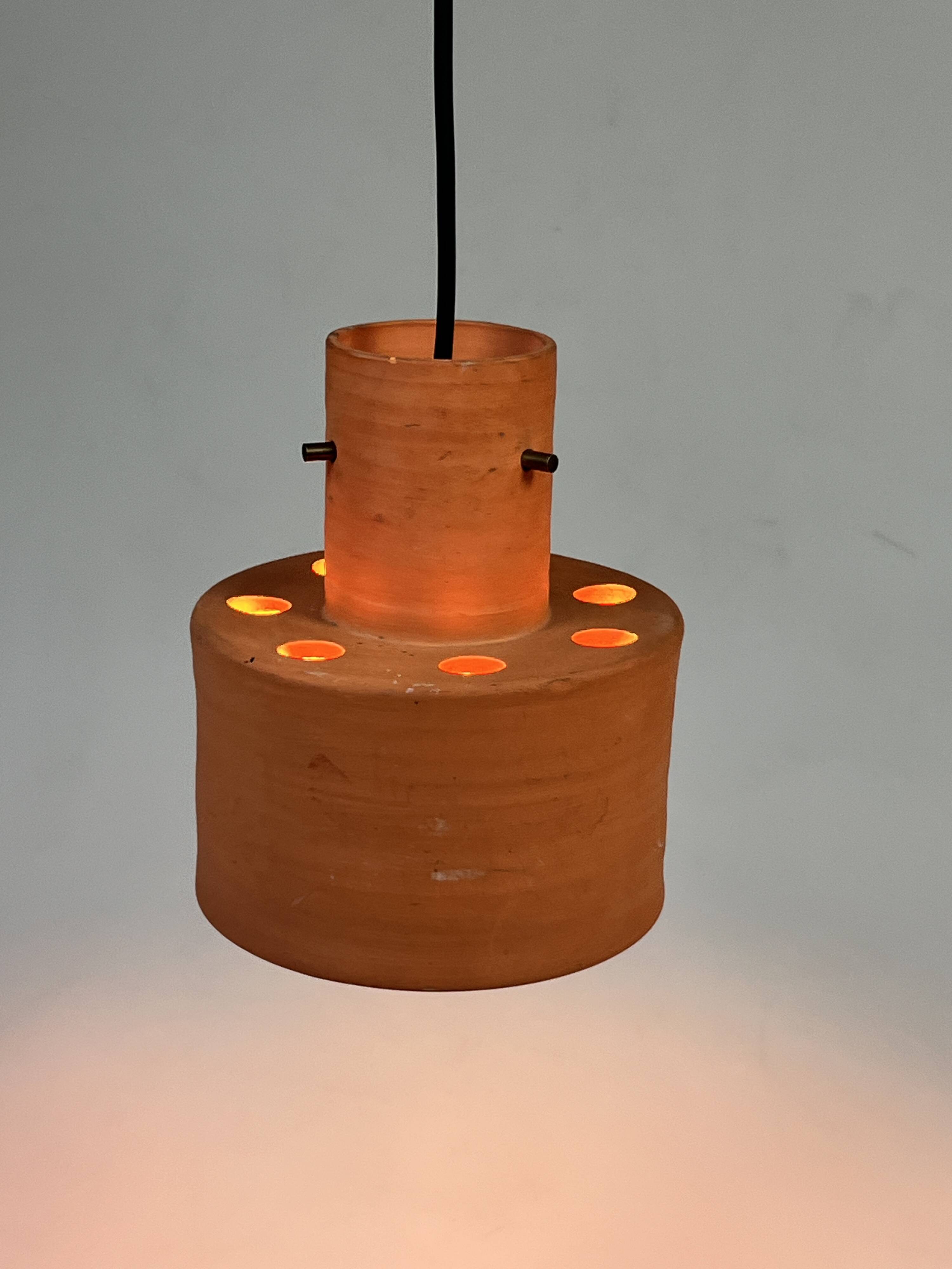 Vintage Hanging Lamp, Artiforte Netherlands, Terracotta, 1950s