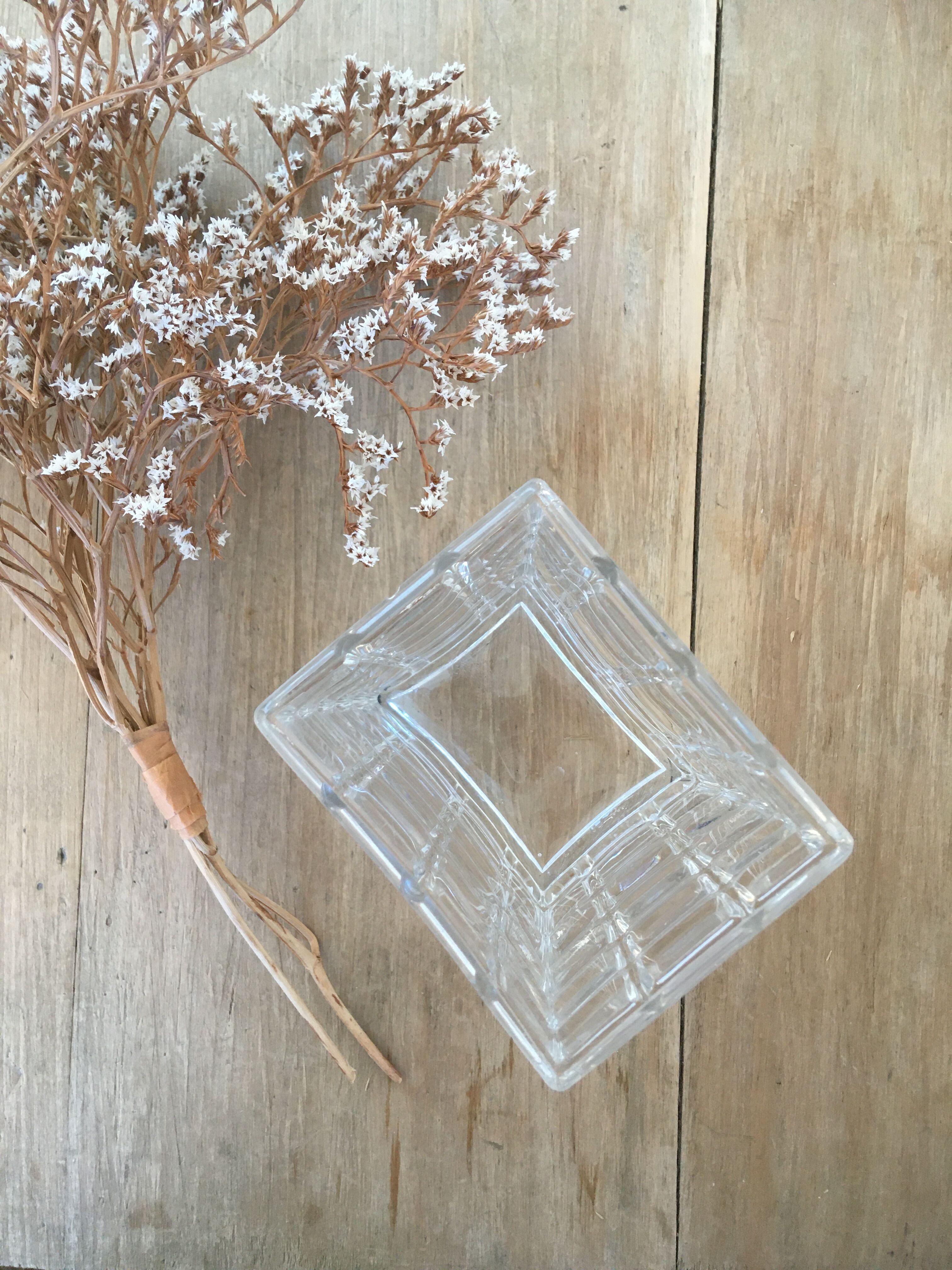 Glass vase with raised squares