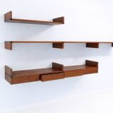 Immense teak library wall