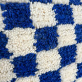 Pouf berbère à damier bleu