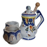 Mustard, salt and pepper shaker set with Rouen decor