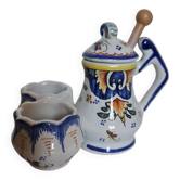 Mustard, salt and pepper shaker set with Rouen decor