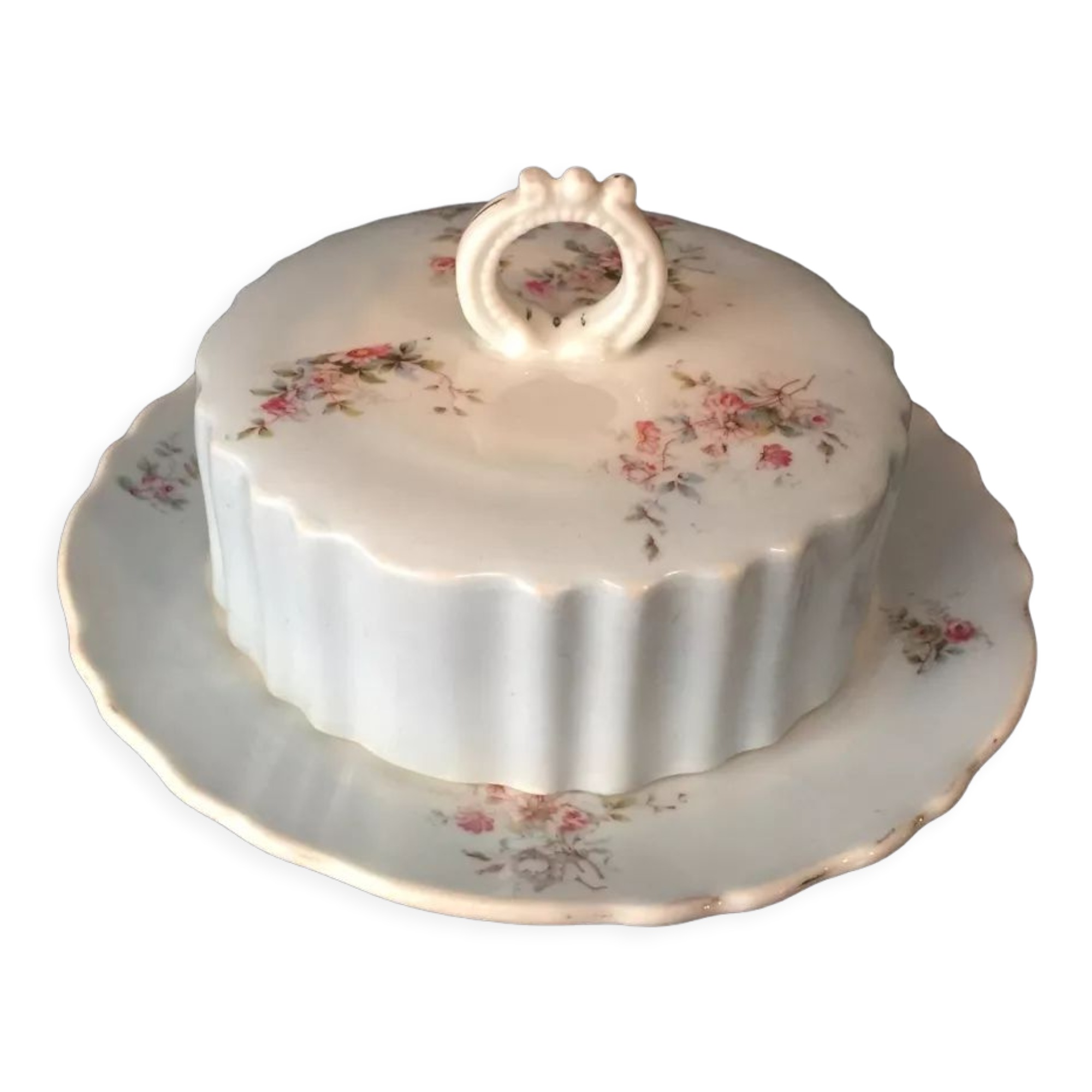 Pale blue butter dish