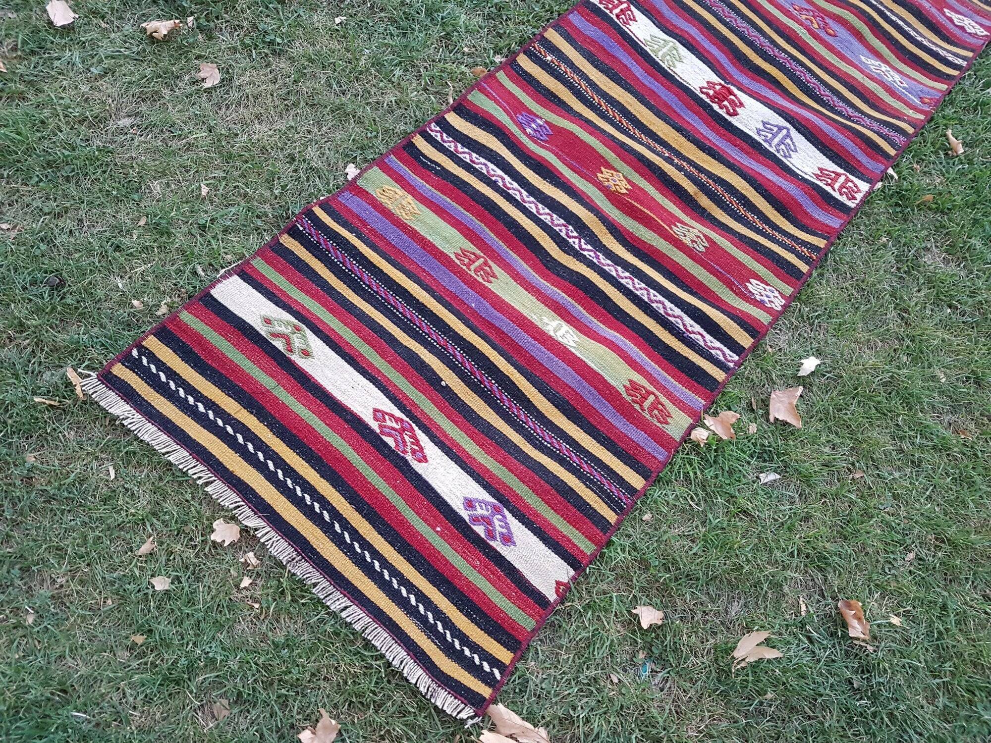 Vintage Turkish hallway rug 63x637 cm