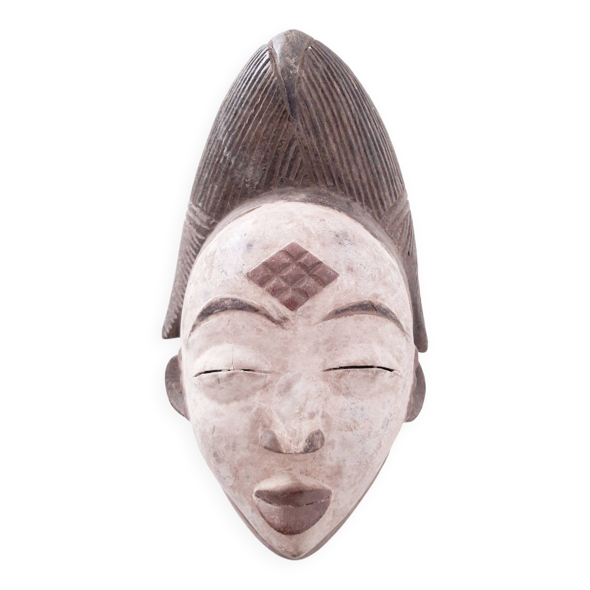 Punu mukuyi mask in solid wood H:29cm African mask from Gabon