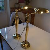 Pair of 1980s Hollywood Regency Gold Table Lamps