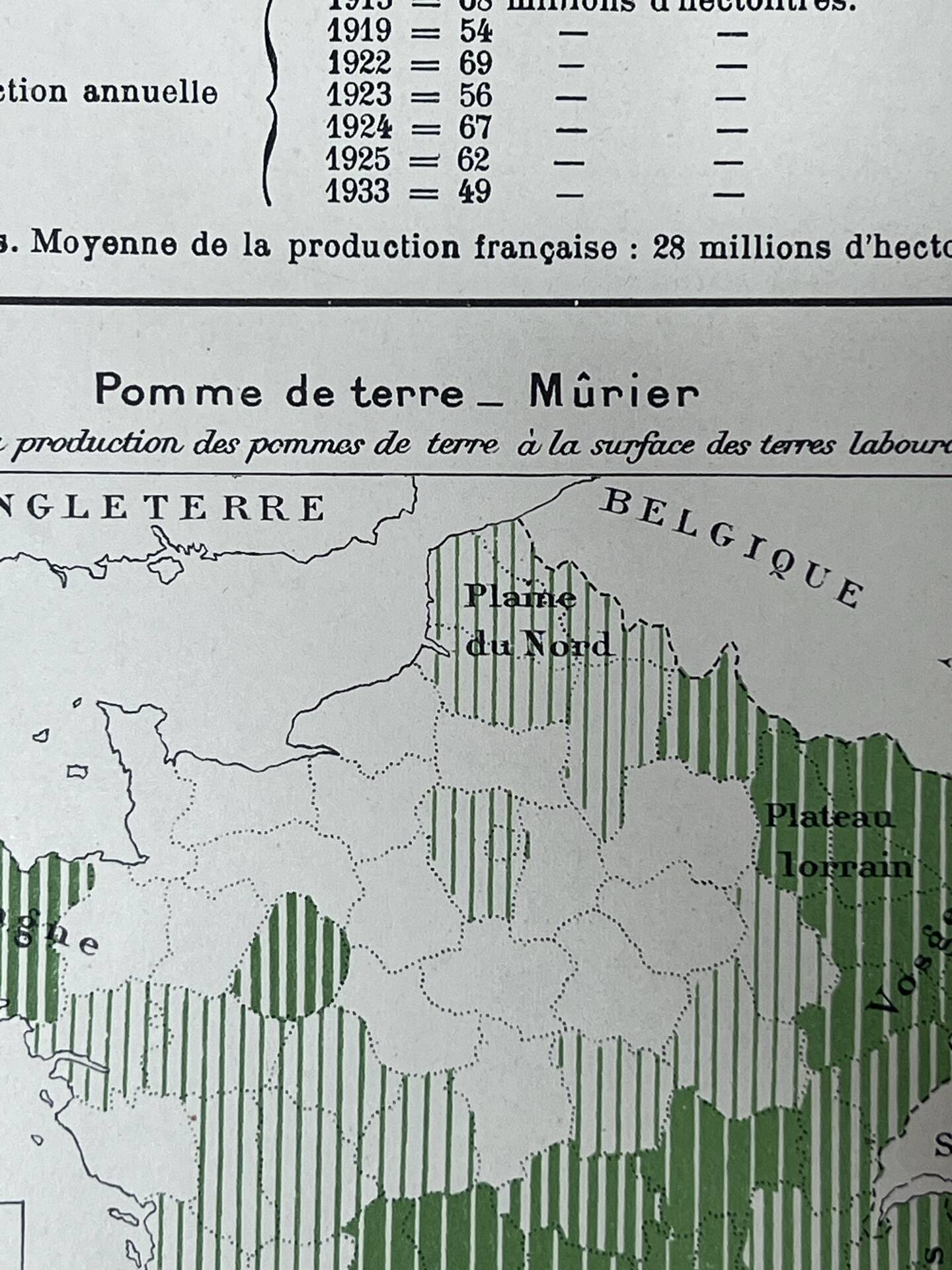 Double map plan France Agriculture Livestock 55.5x37.5cm