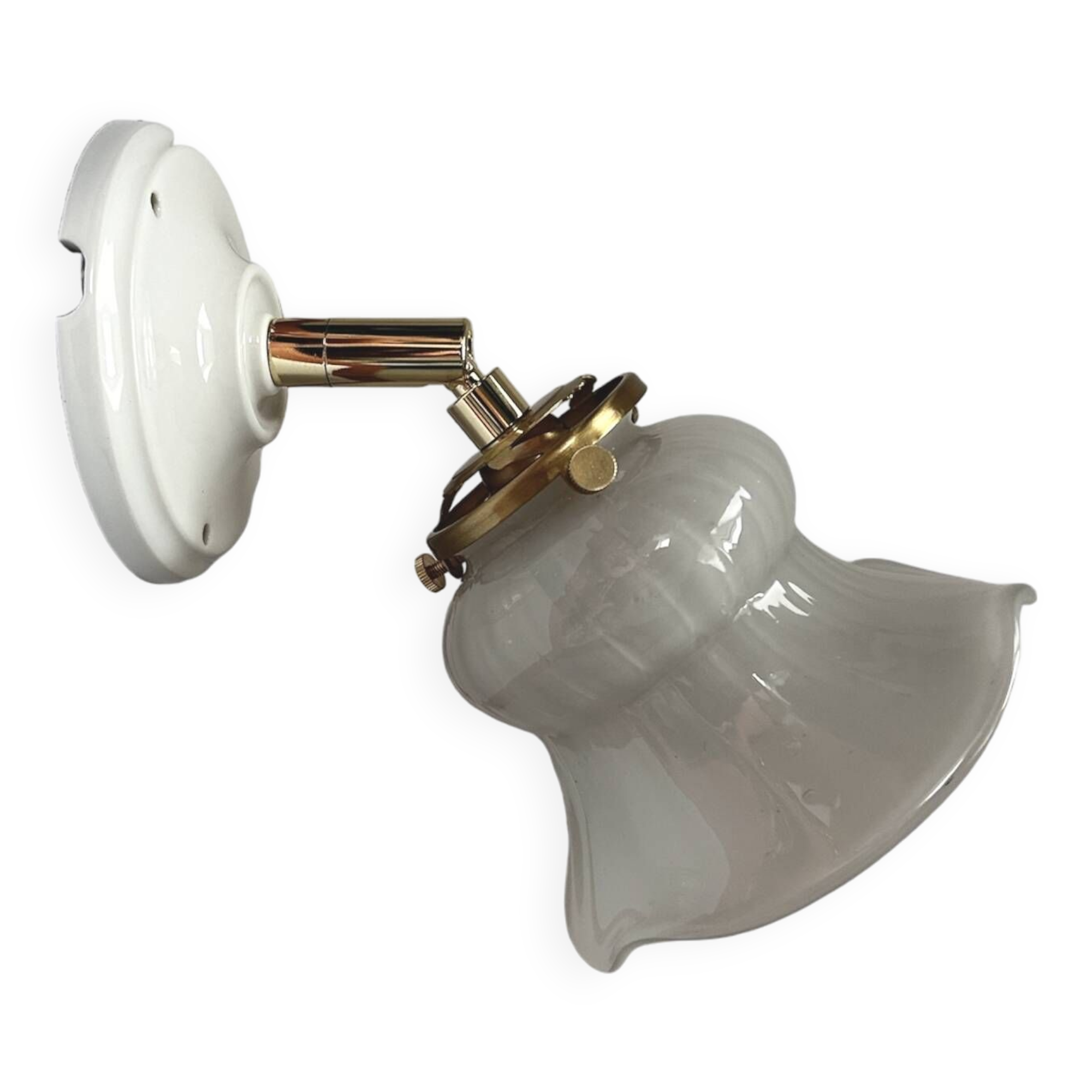 Vintage glass and ceramic tilting wall light
