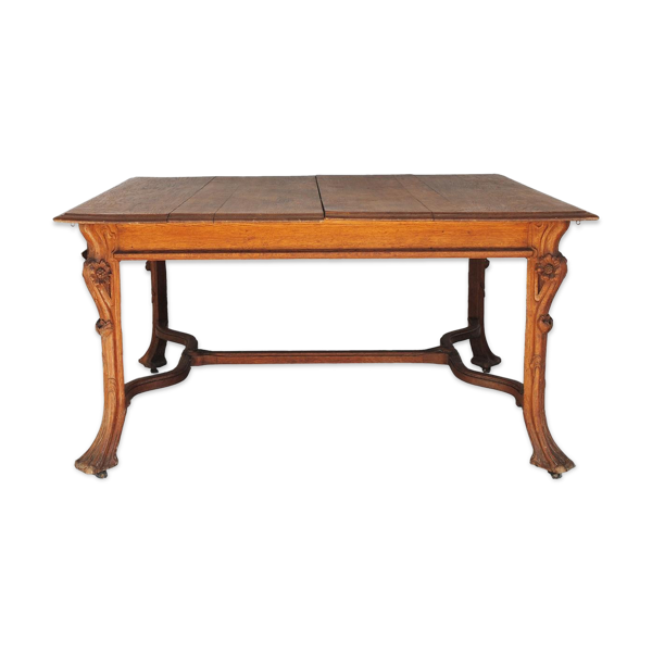 Table de salon Art nouveau 1900 en chêne