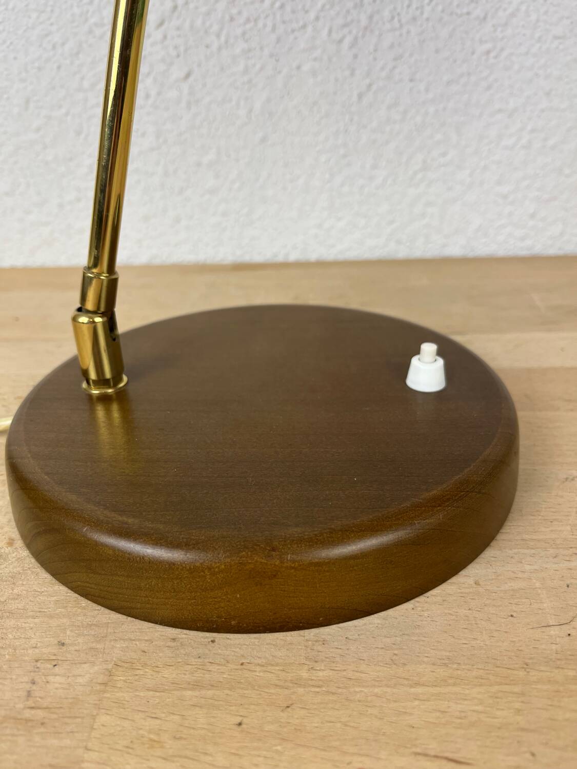 Vintage wood and brass lamp, 1950s