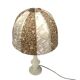 Italian vintage alabaster/onyx table lamp, hand-sewn shade, 1960s.