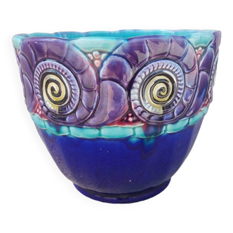Vase cache pot en barbotine art déco Orchies