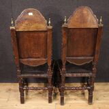 Pair of 18th-century antique Italian leather chairs