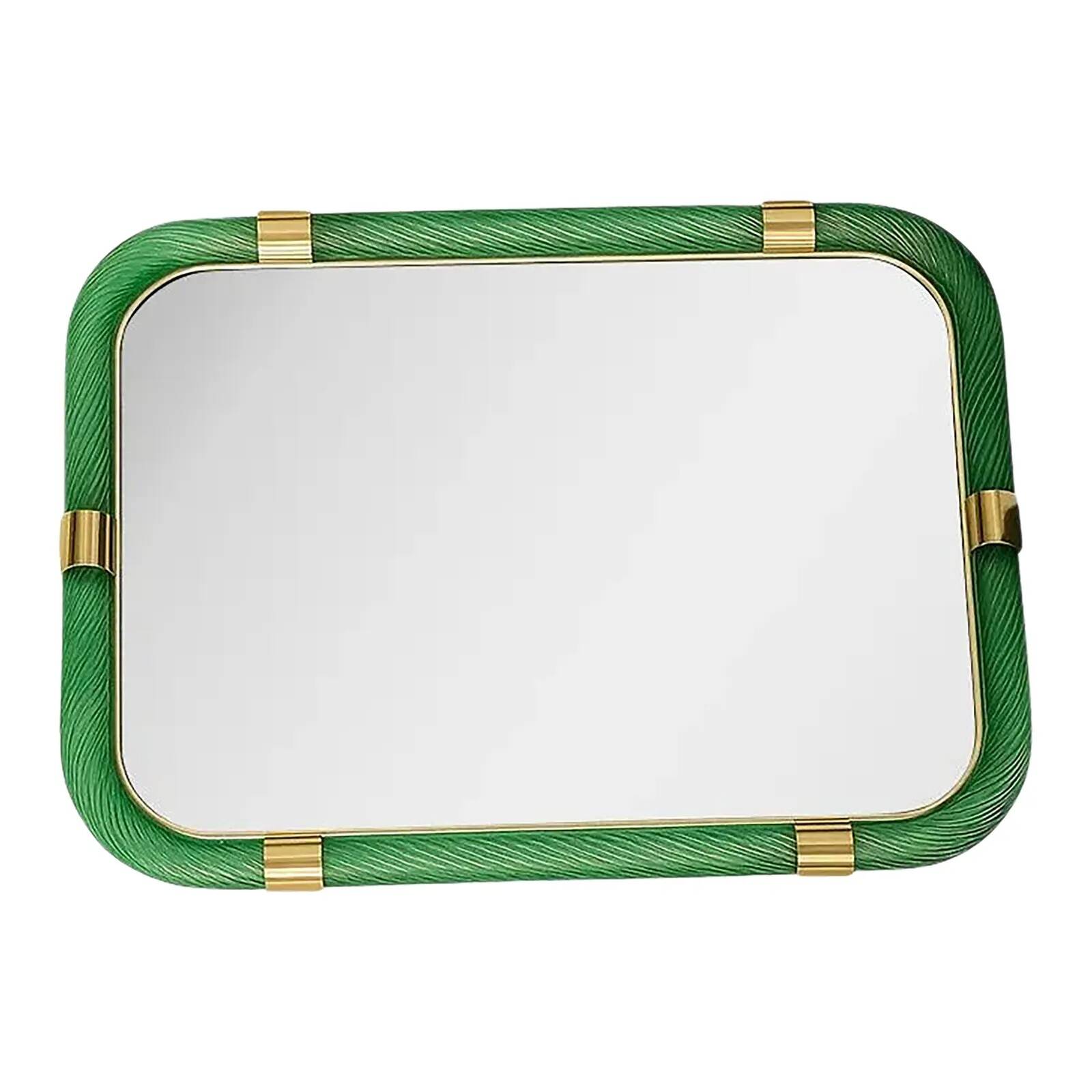 Italian Monumental Rectangular “Torciglione” Wall Mirror Murano Glass