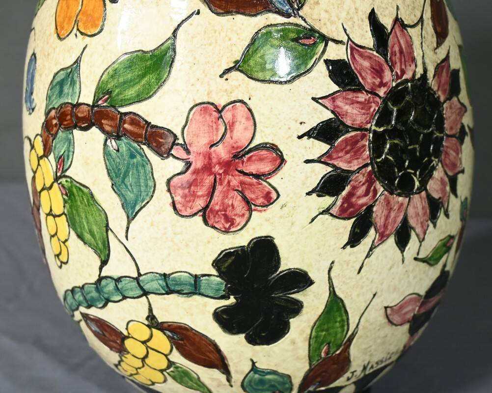 Vase en Faïence Polychrome, signé J.Massier, Vallauris – Début XXe
