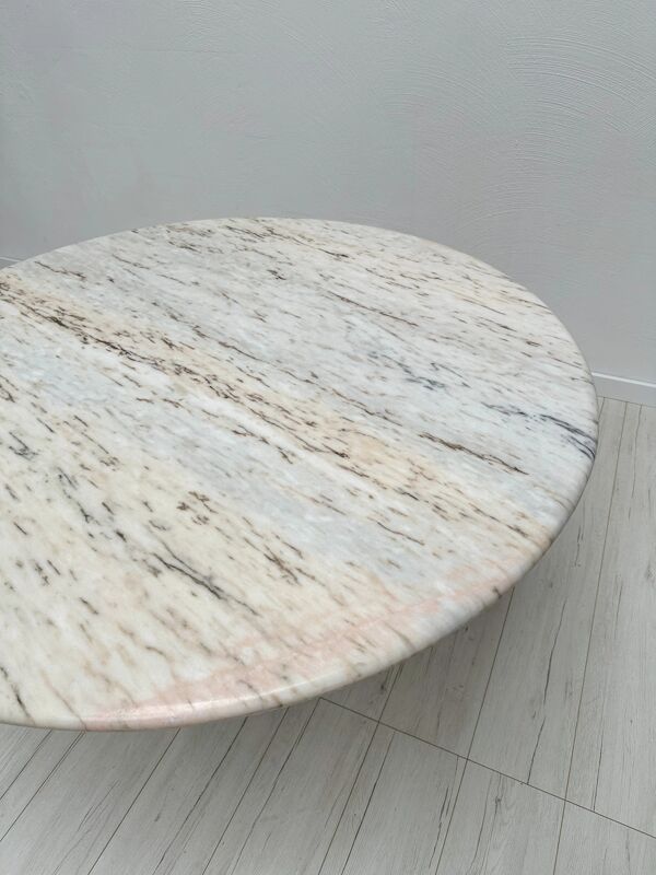 Table à manger vintage ronde en marbre unique des années 70