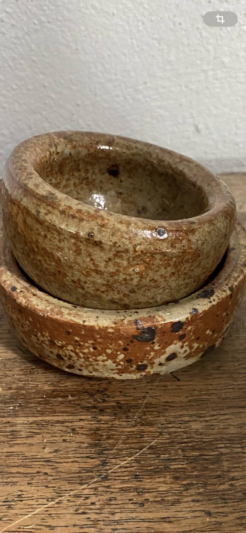 Duo of mini ramekins, stoneware, pyrite