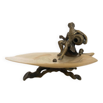 19th century mother-of-pearl and bronze Greek god empty pocket