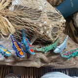 Set of 6 crocodile knife rests in glazed stoneware