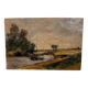 Barge painting on river French countryside
