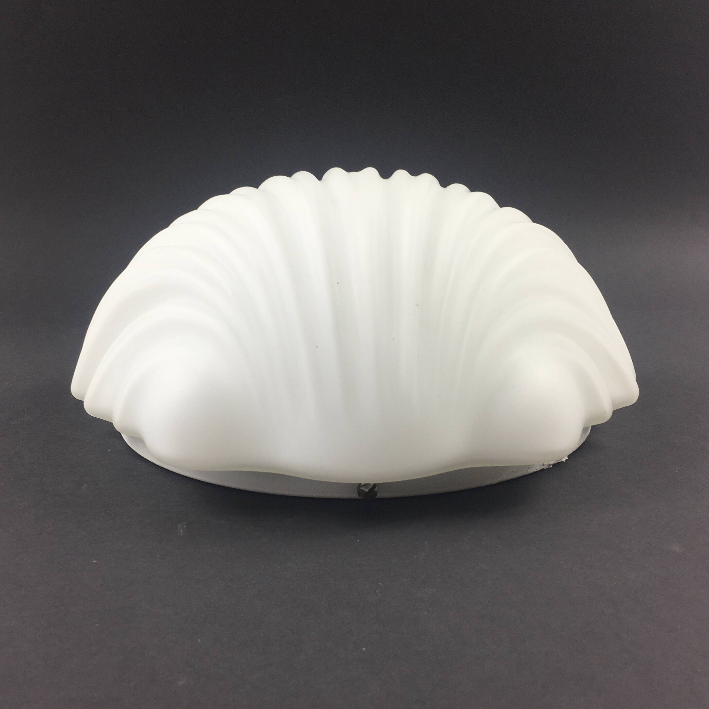 Large Minimalist Opaline Glass Shell Shaped Wall Light From Limburg, Germany, 1970s