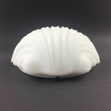 Large Minimalist Opaline Glass Shell Shaped Wall Light From Limburg, Germany, 1970s