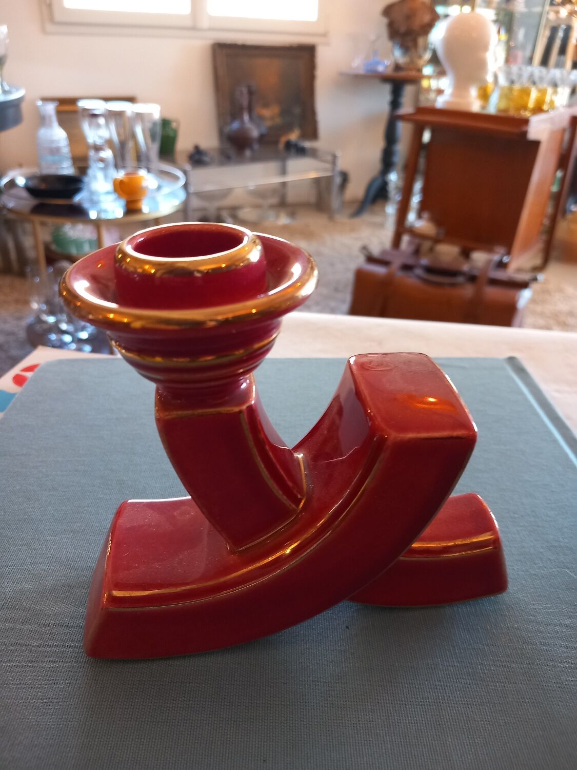 Candlestick 50s in faience