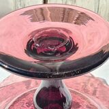 Fruit cup, amethyst bubbled glass compotier
