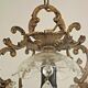 French antique small brass crystal & glass single light cage chandelier 3277