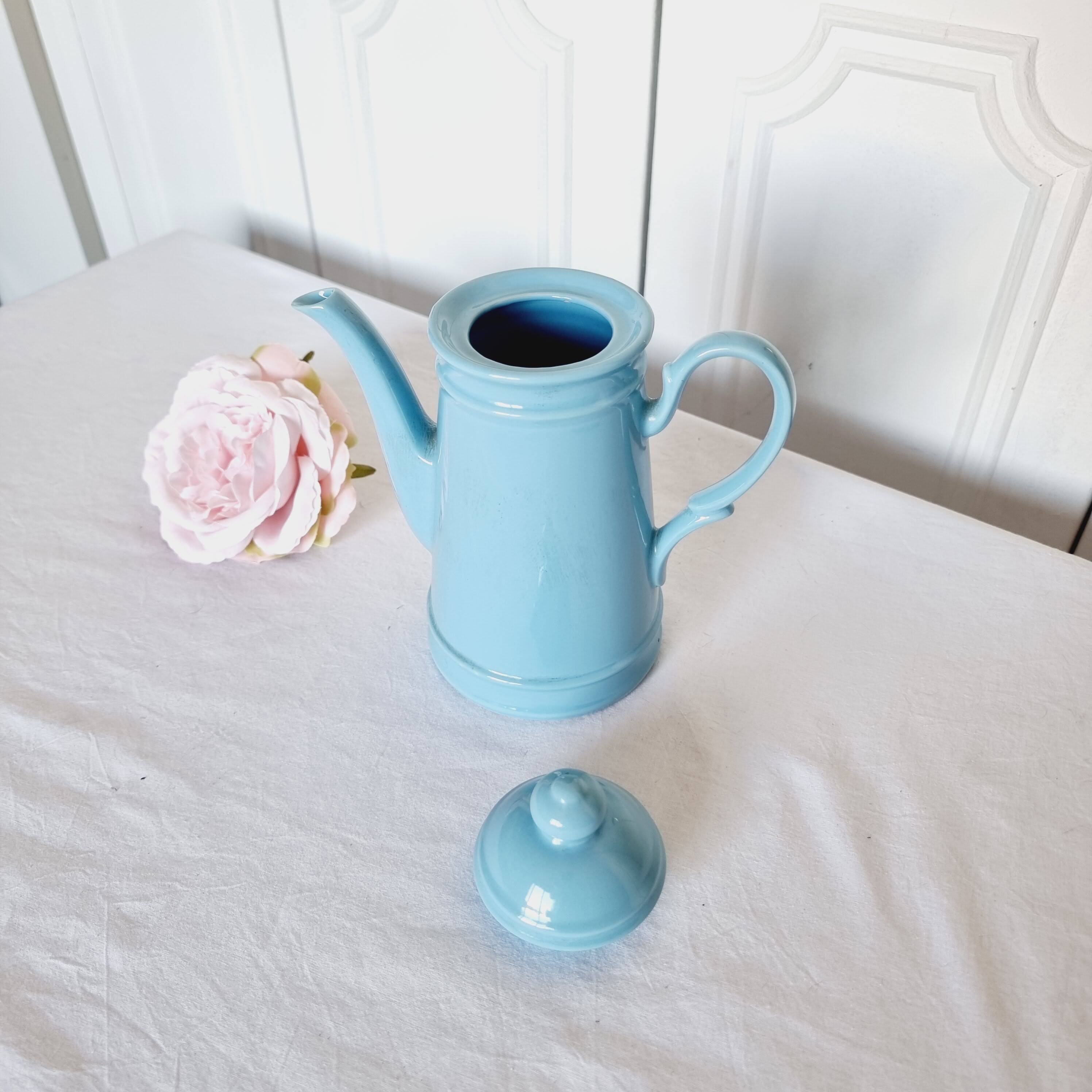 Vintage blue porcelain coffee pot