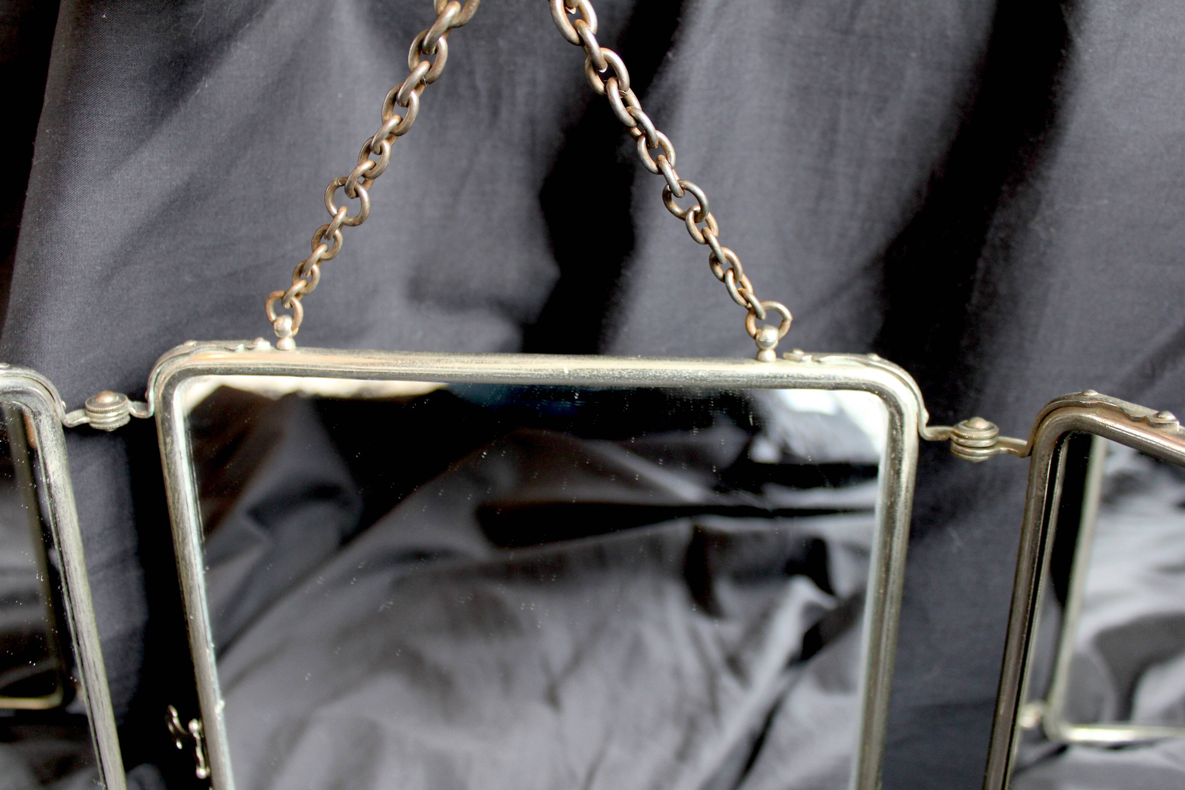 Miroir de barbier triptyque