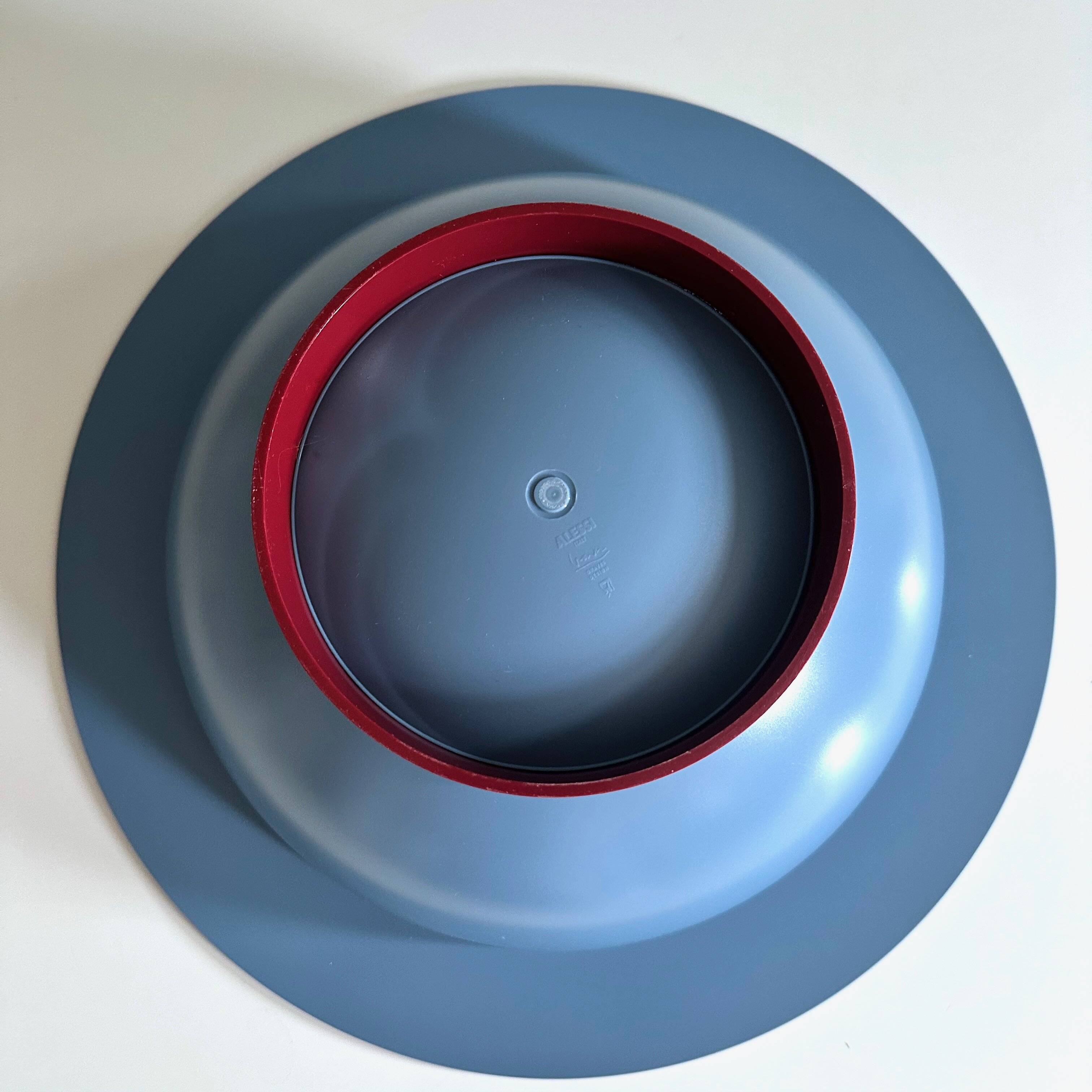 Alessi Euclid salad bowl with cutlery by Michael Graves, 90's