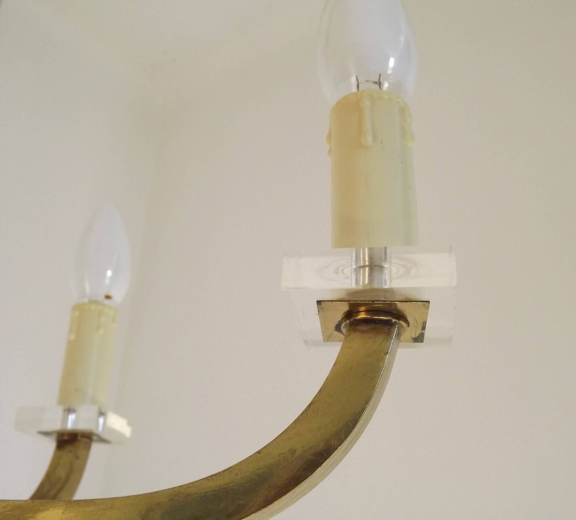 French Mid-Century / 1960s 4 Light Chandelier In The Style of Jacques Adnet