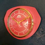 Vintage formica clock silent wall clock "FFR crimson red"