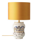 Italian apothecary jar table lamp with new Dupion silk shade, 19th century.