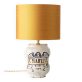Italian apothecary jar table lamp with new Dupion silk shade, 19th century.