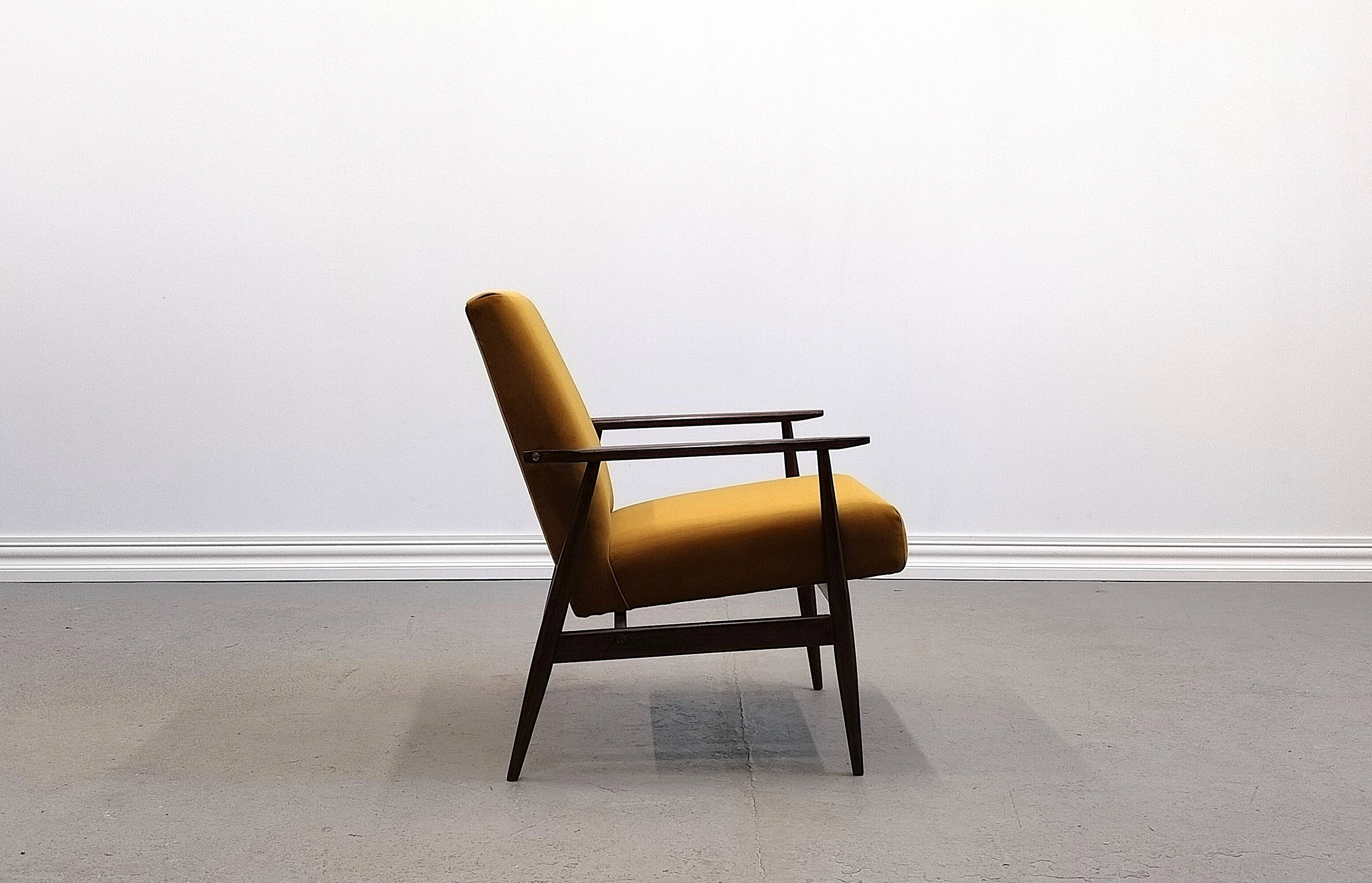 1960 Henryk Lis Mid Century armchair in Goldenrod velvet