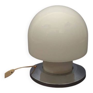 White glossy Murano glass table lamp mushroom Space Age modernism 1970
