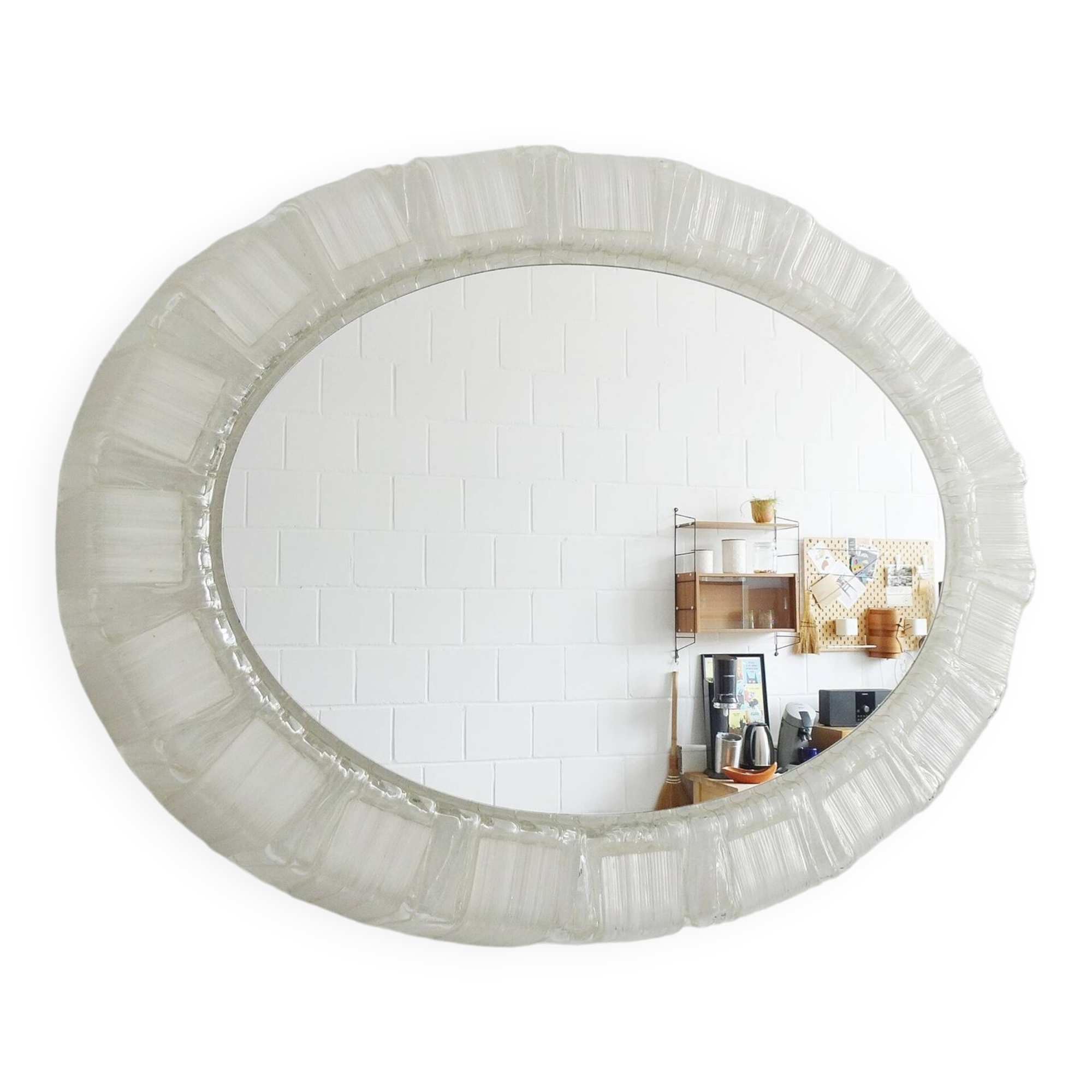 Illuminated mirror acrylic glass - mid century wall decoration