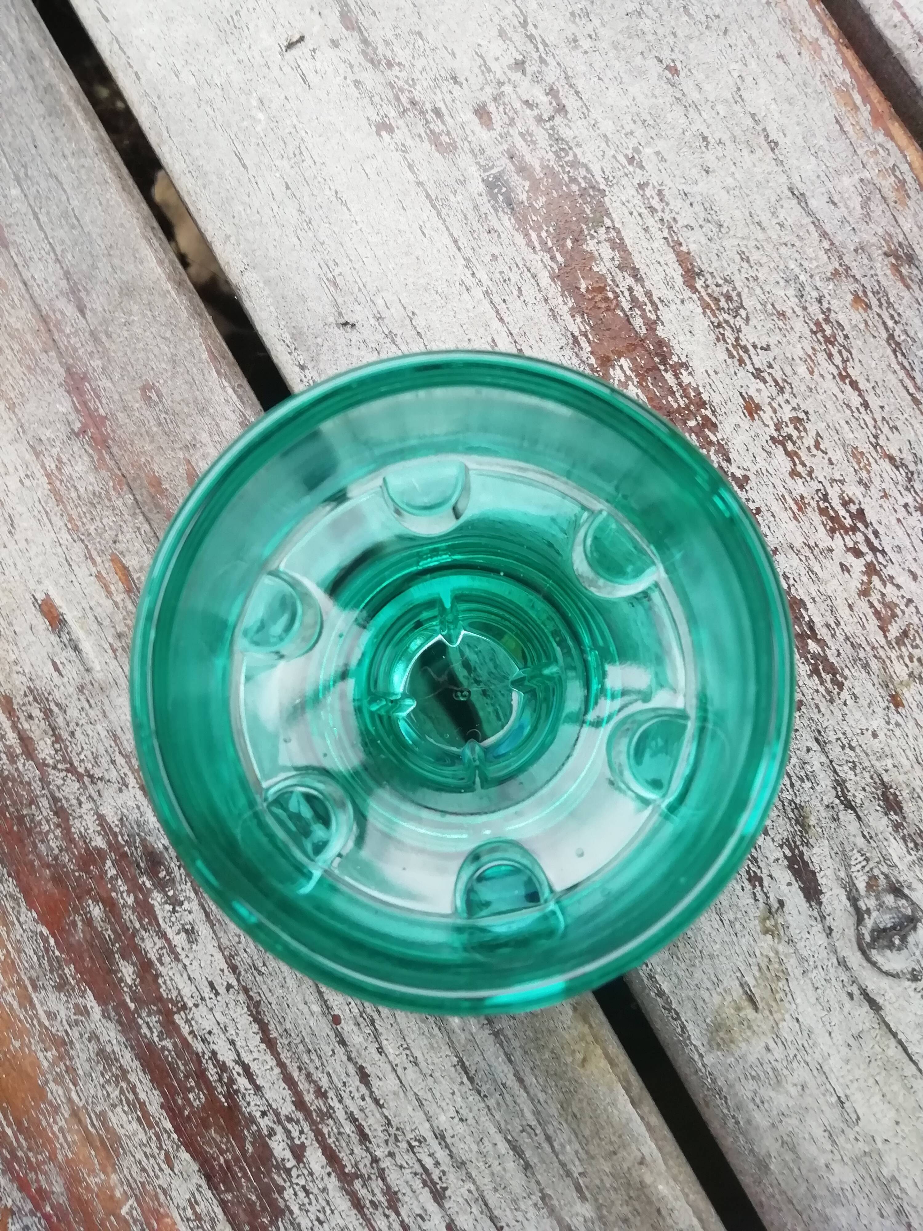 Green glass candlestick