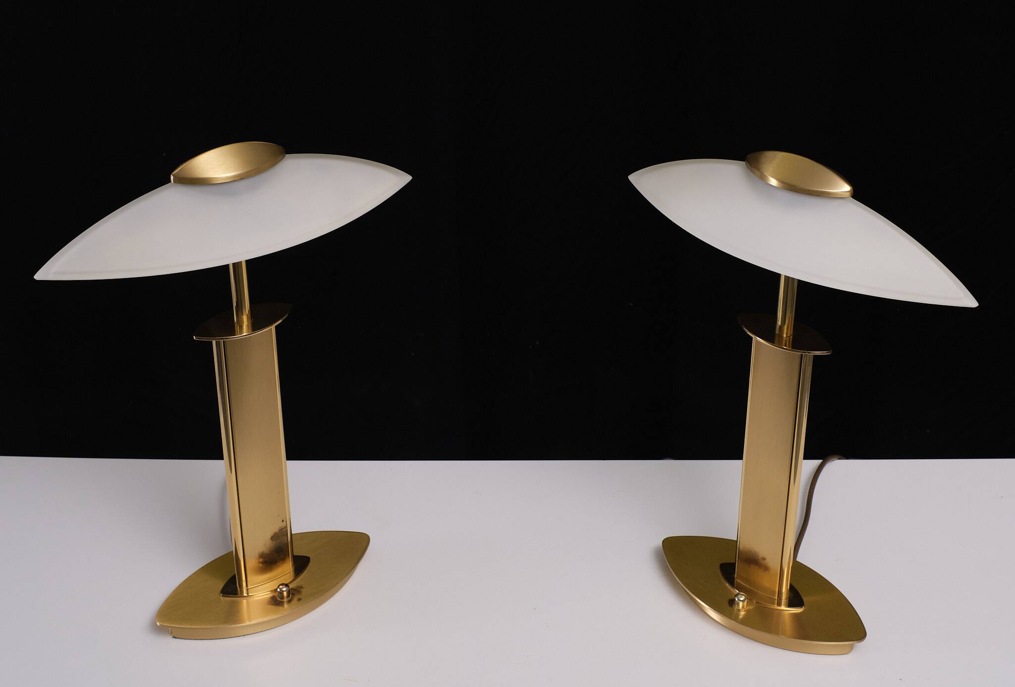 set Holtkotter Brass table lamps 1980s Germany