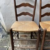5 chaises rustiques paillées vers 1950