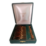 Box of 12 Christofle mocha spoons in gold-plated metal, Vendome model
