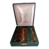 Box of 12 Christofle mocha spoons in gold-plated metal, Vendome model